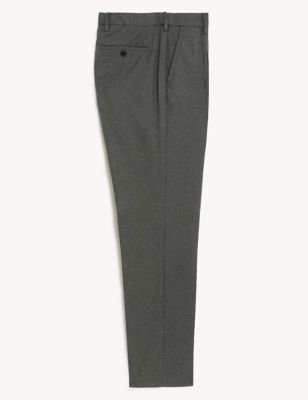 Regular Fit Single Pleat Trousers With Active Waist