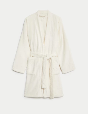Fleece Ribbed Short Dressing Gown