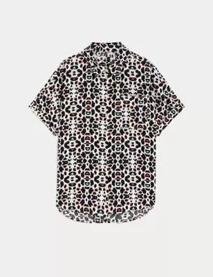 Linen Rich Printed Collared Beach Shirt