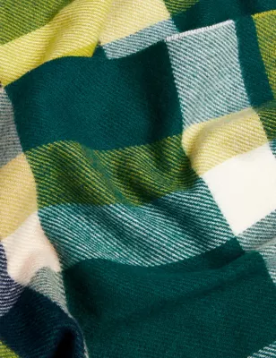 Woven Checked Tassel Scarf