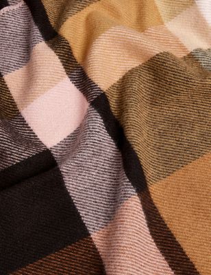 Woven Checked Tassel Scarf