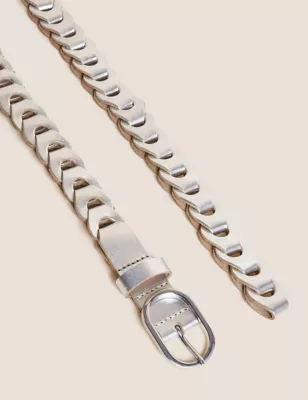 Leather Weave Jean Belt