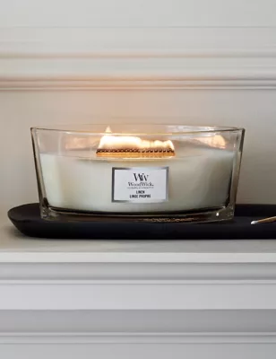 Linen Ellipse Scented Candle With Crackle Wick