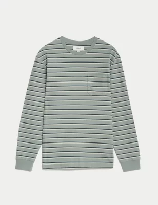 Pure Cotton Striped Long Sleeve T-Shirt