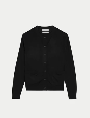 Pure Merino Wool Crew Neck Cardigan