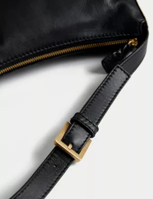 Leather Buckle Detail Shoulder Bag