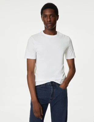 3pk Slim Fit Pure Cotton Crew Neck T-Shirts