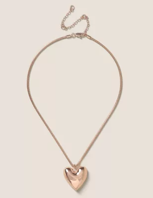 Rose Gold Tone Heart Short Chain