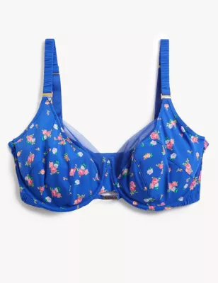 Floral Print Wired Full Cup Bra F-H