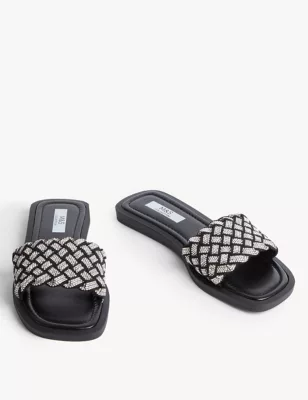 Woven Sparkle Flat Sliders