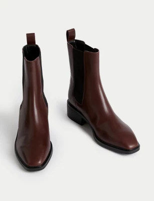 Leather Chelsea Chisel Toe Boots