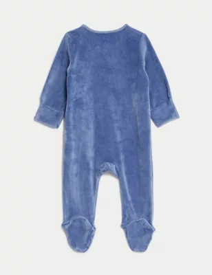 Cotton Rich Velour Elephant Sleepsuit (7lbs-1 Yrs)