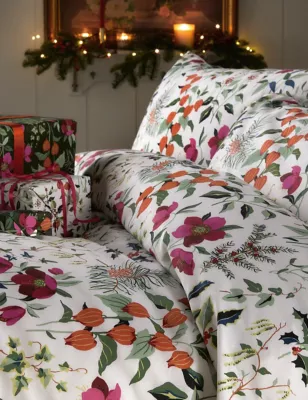 Pure Cotton Sateen Christmas Floral Bedding Set