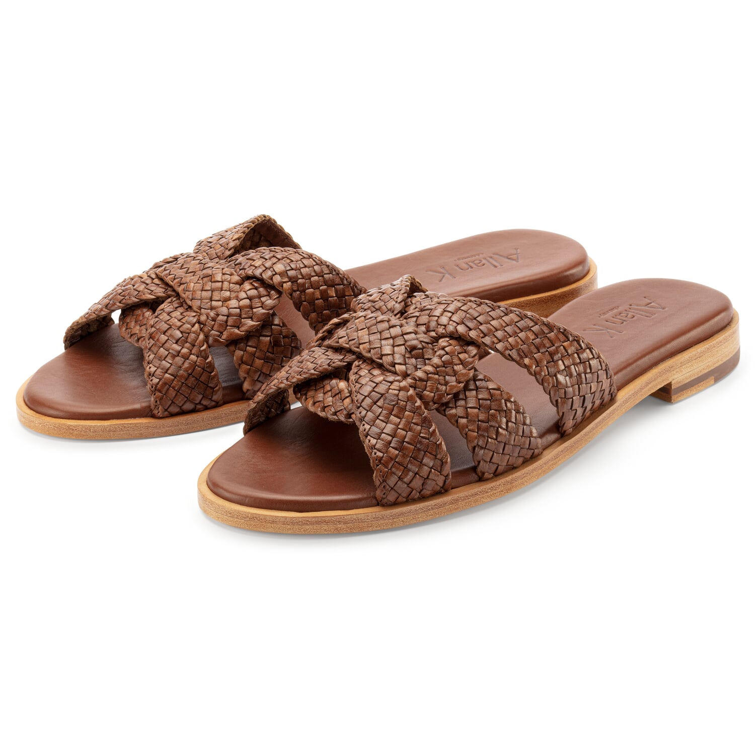 Ladies leather mules braided