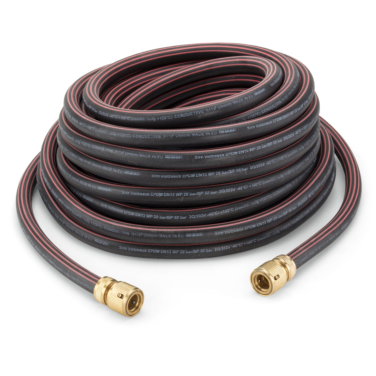 Rubber garden hose with couplings