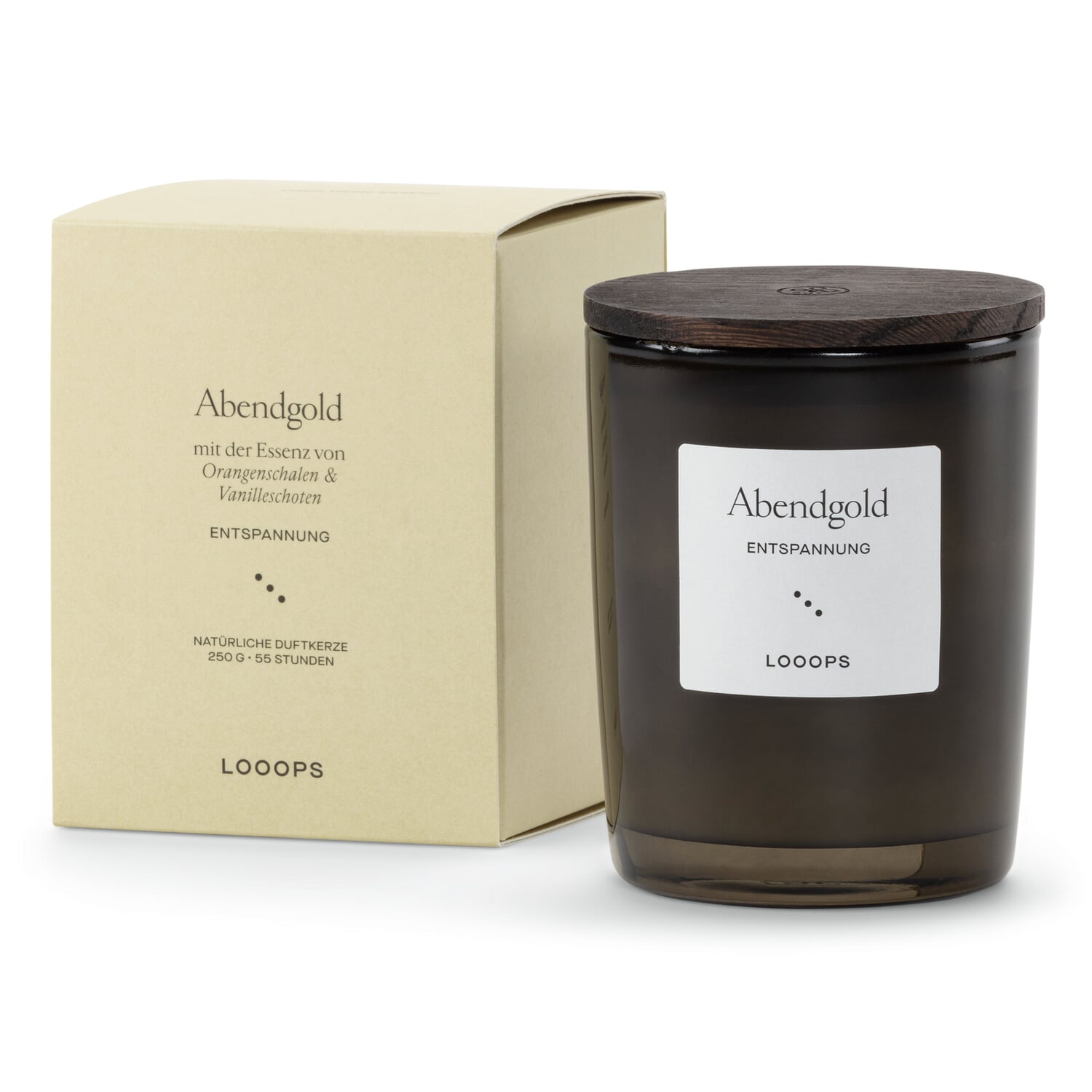 Looops scented candle with wooden lid
