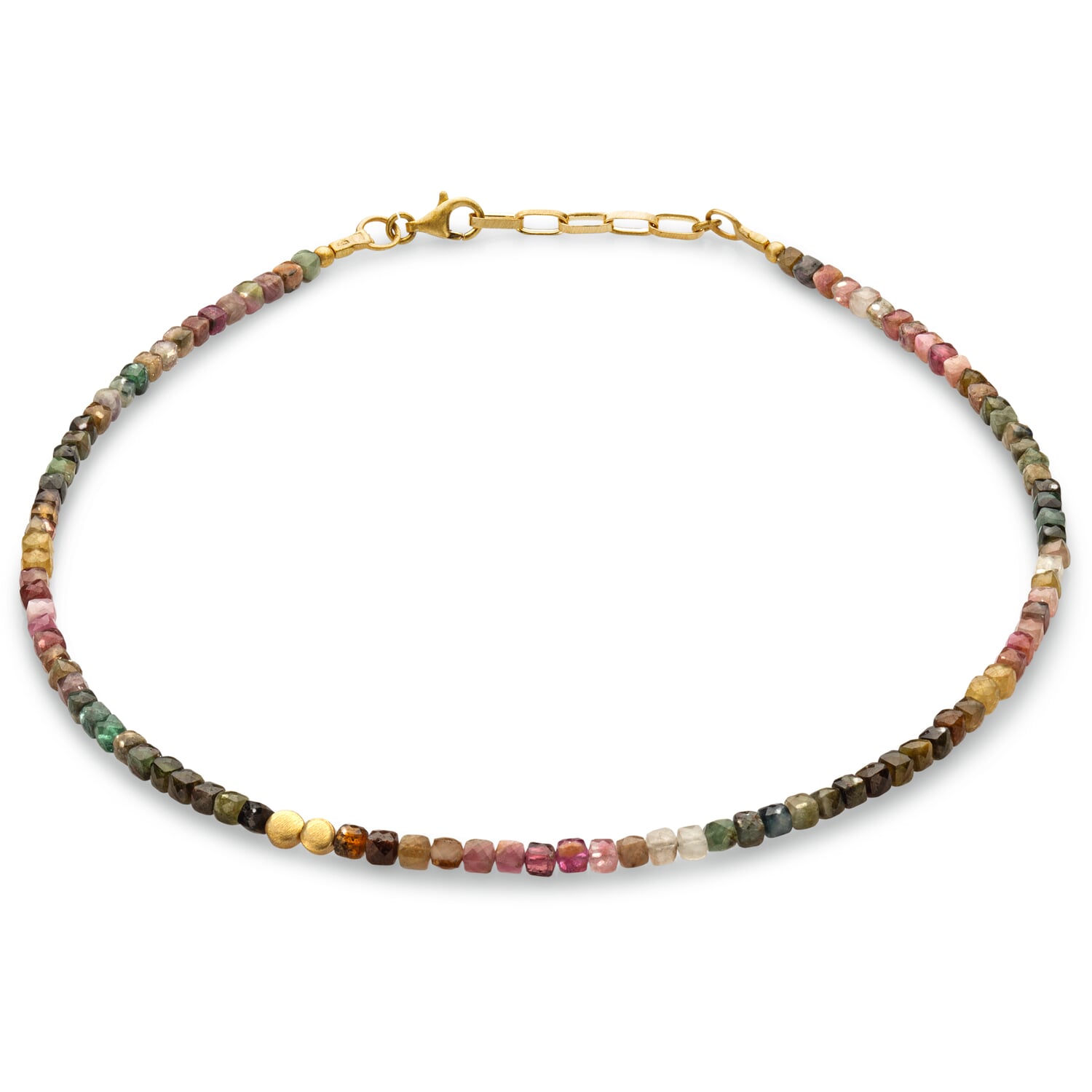 Tourmaline necklace, rose-green