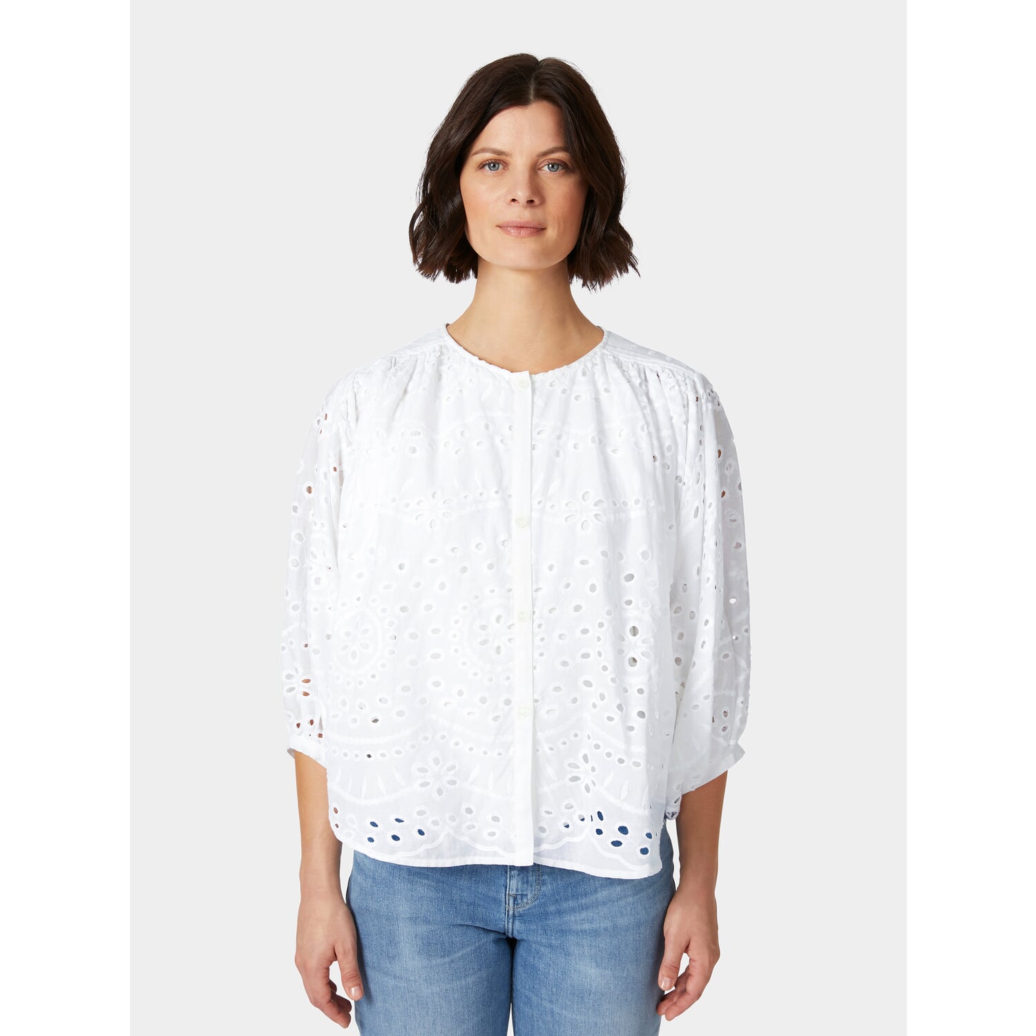 Women's blouse with eyelet embroidery