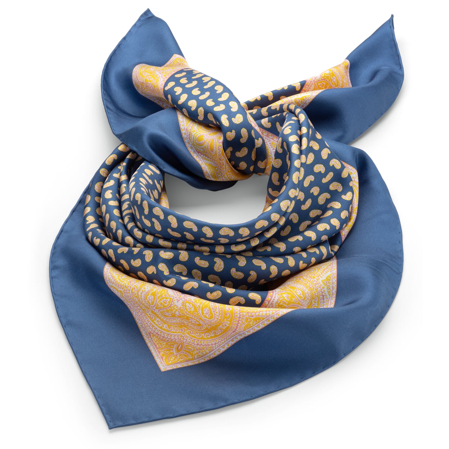 Paisley silk scarf, royal blue
