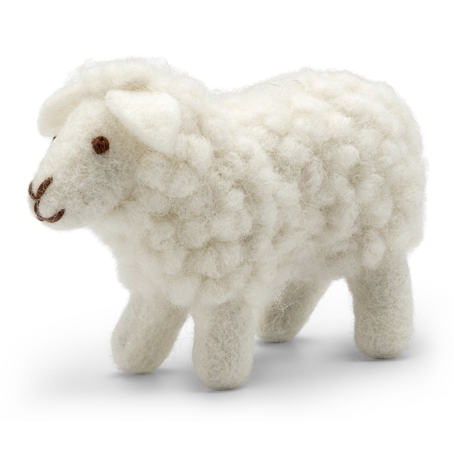 Felt sheep standing white