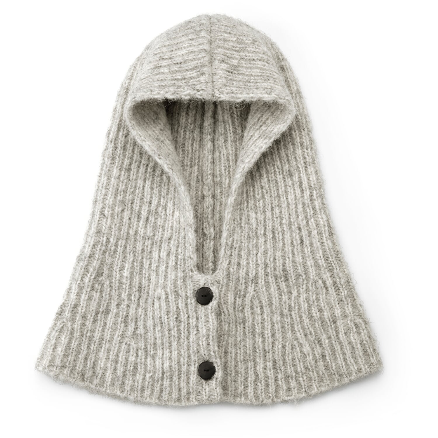 Unisex knitted hood mottled, ecru