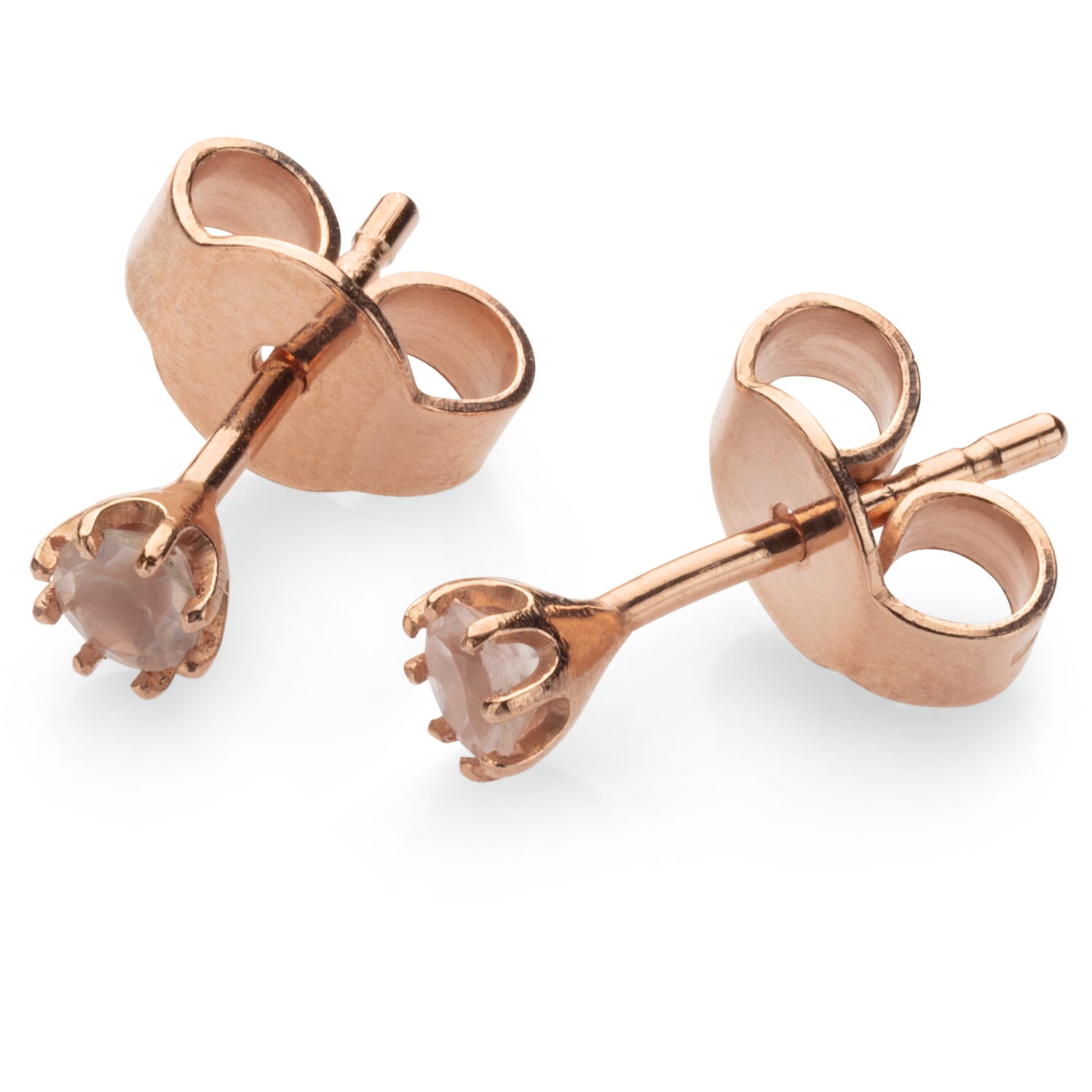 Stud earrings rose quartz, rose gold