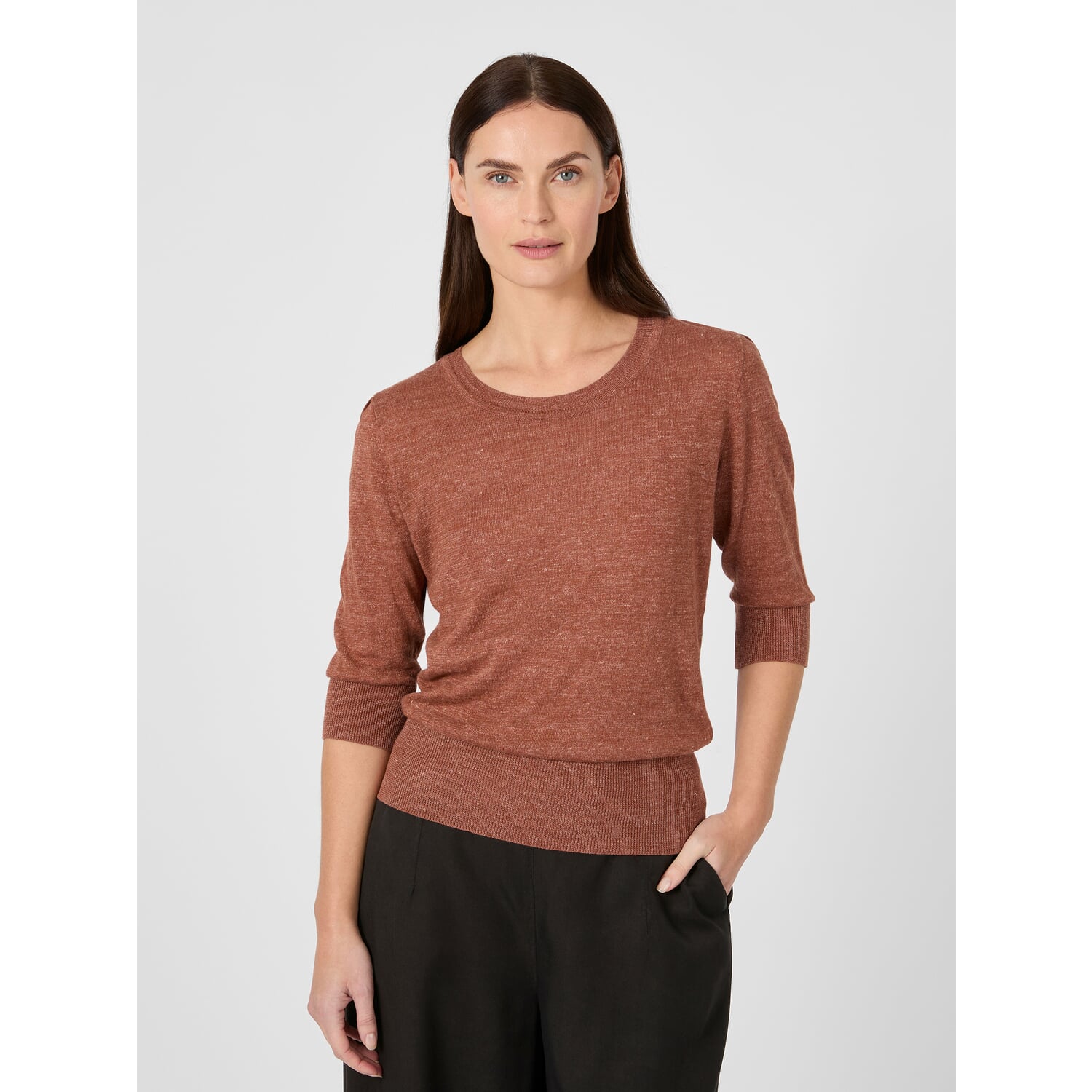 Ladies' knitted shirt three-quarter sleeve