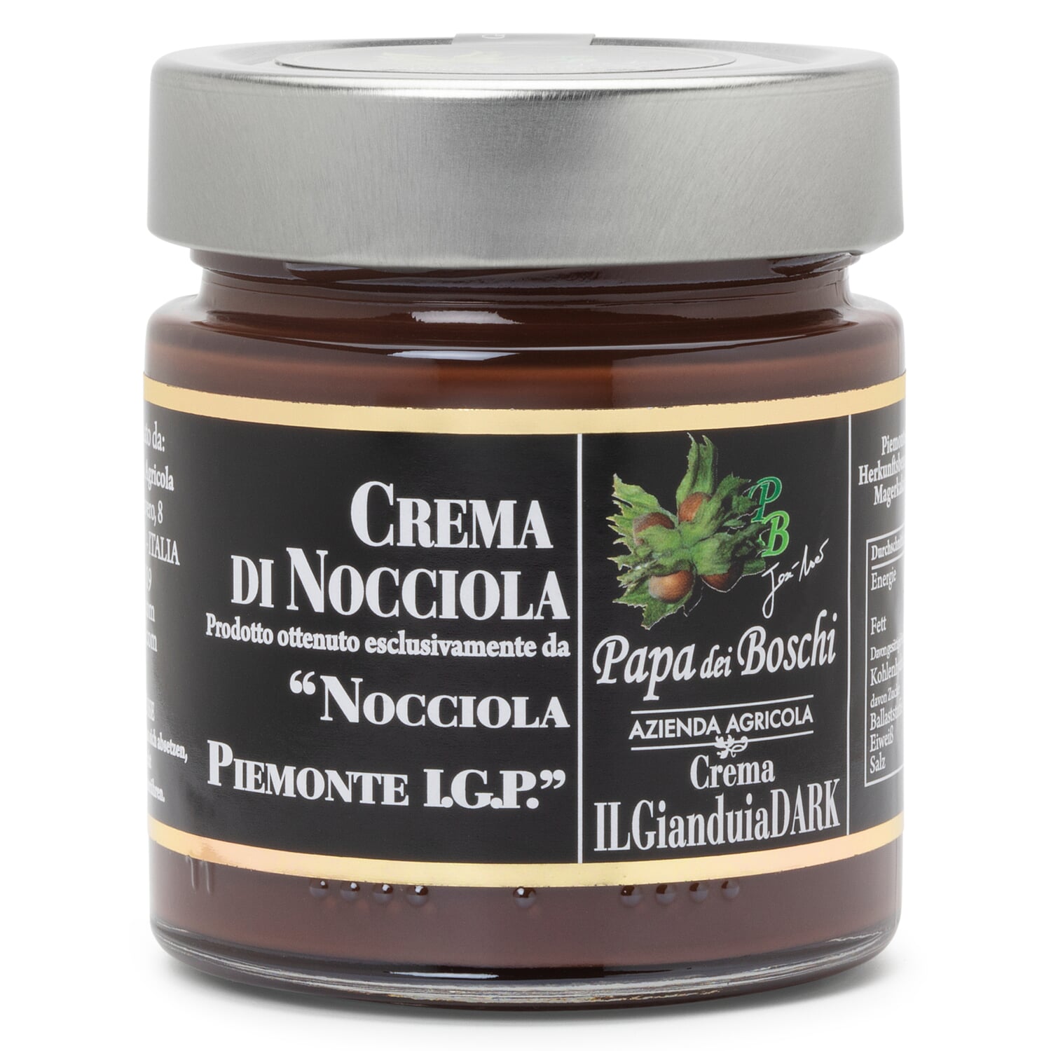 Dark Piedmont hazelnut chocolate cream