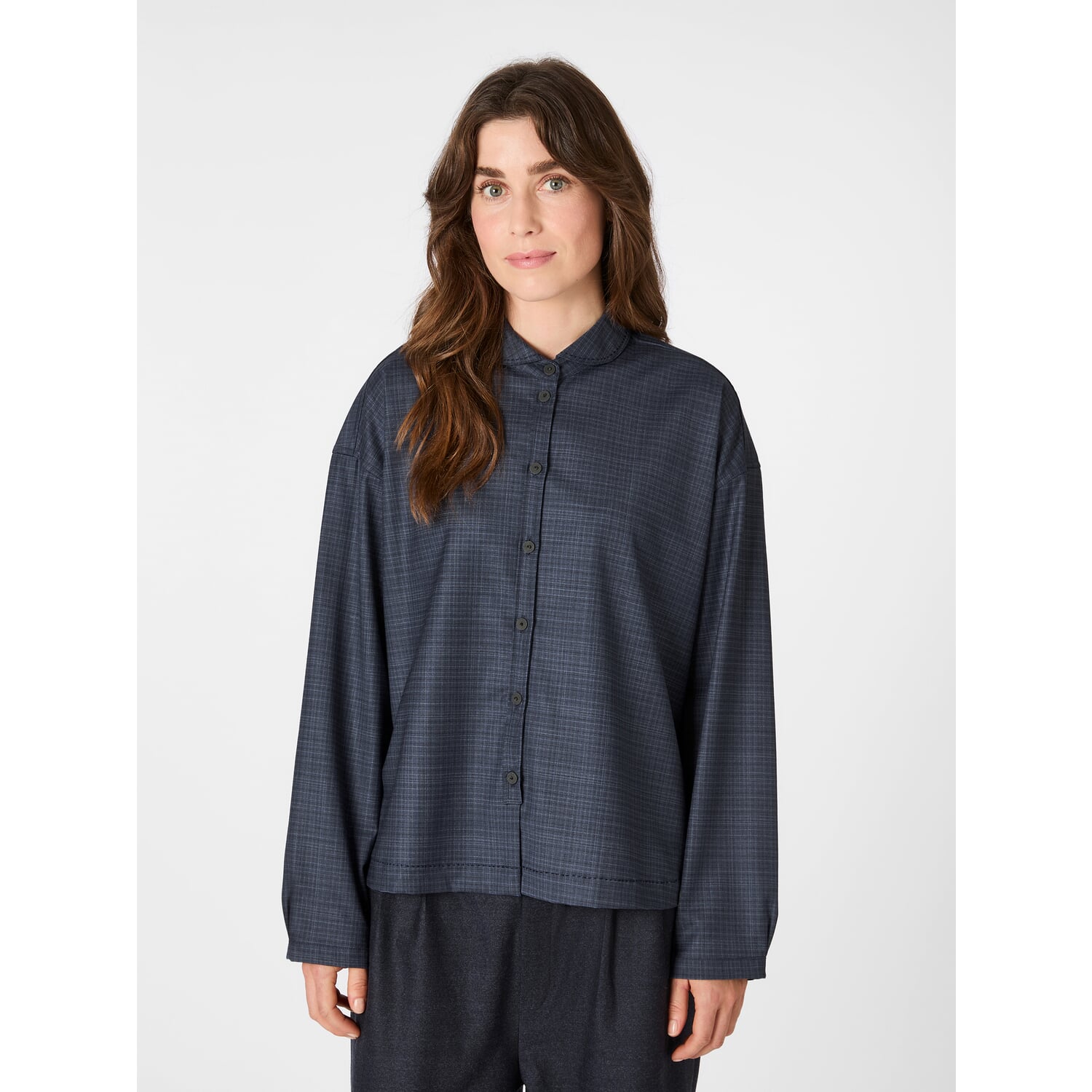 Women's plaid wool blouse