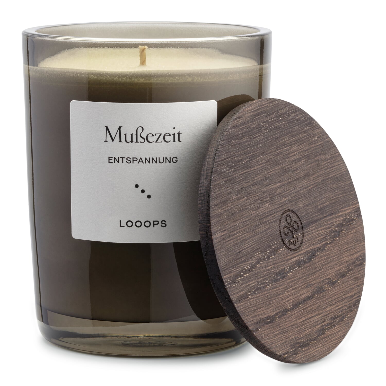 Looops scented candle with wooden lid