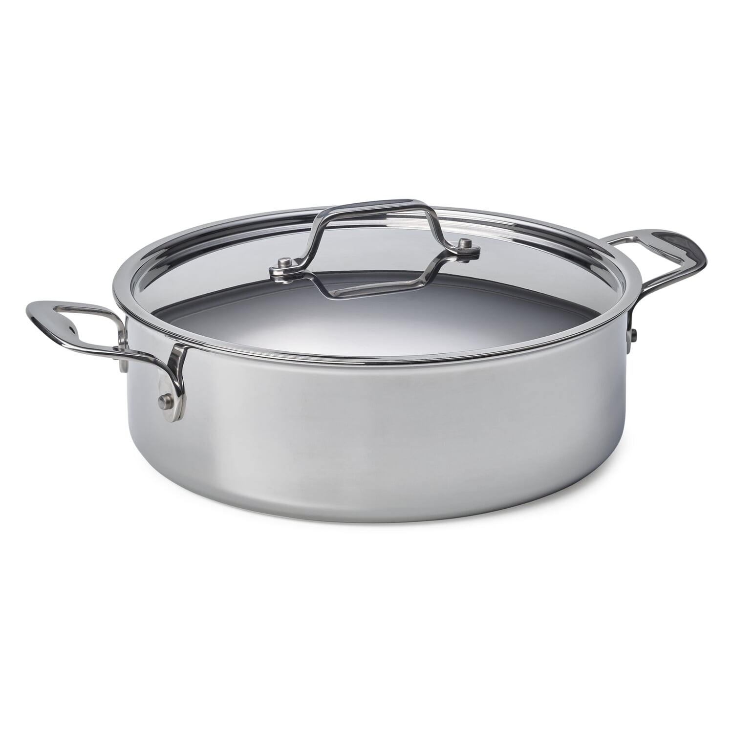 Flat saucepan stainless steel