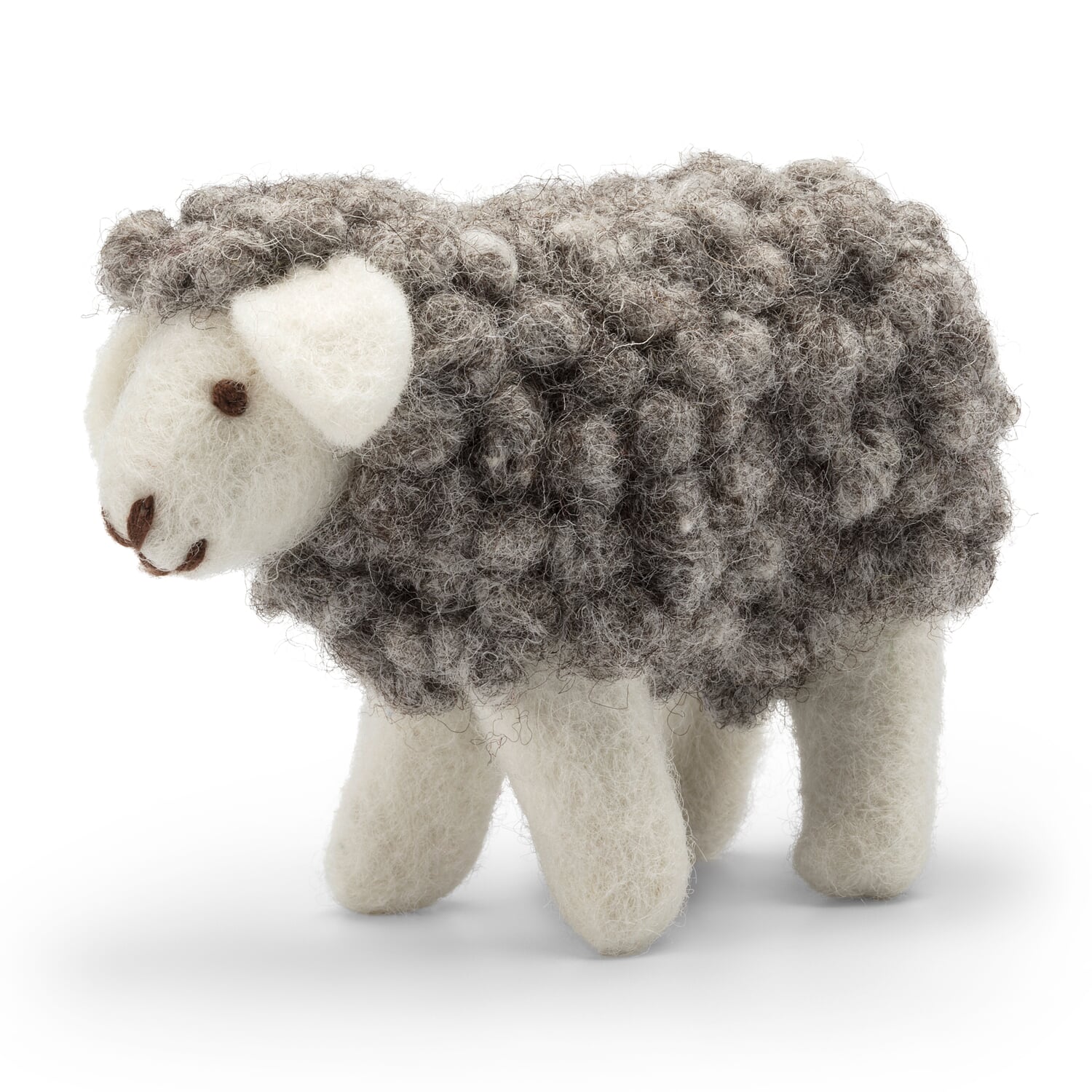 Felt sheep standing gray