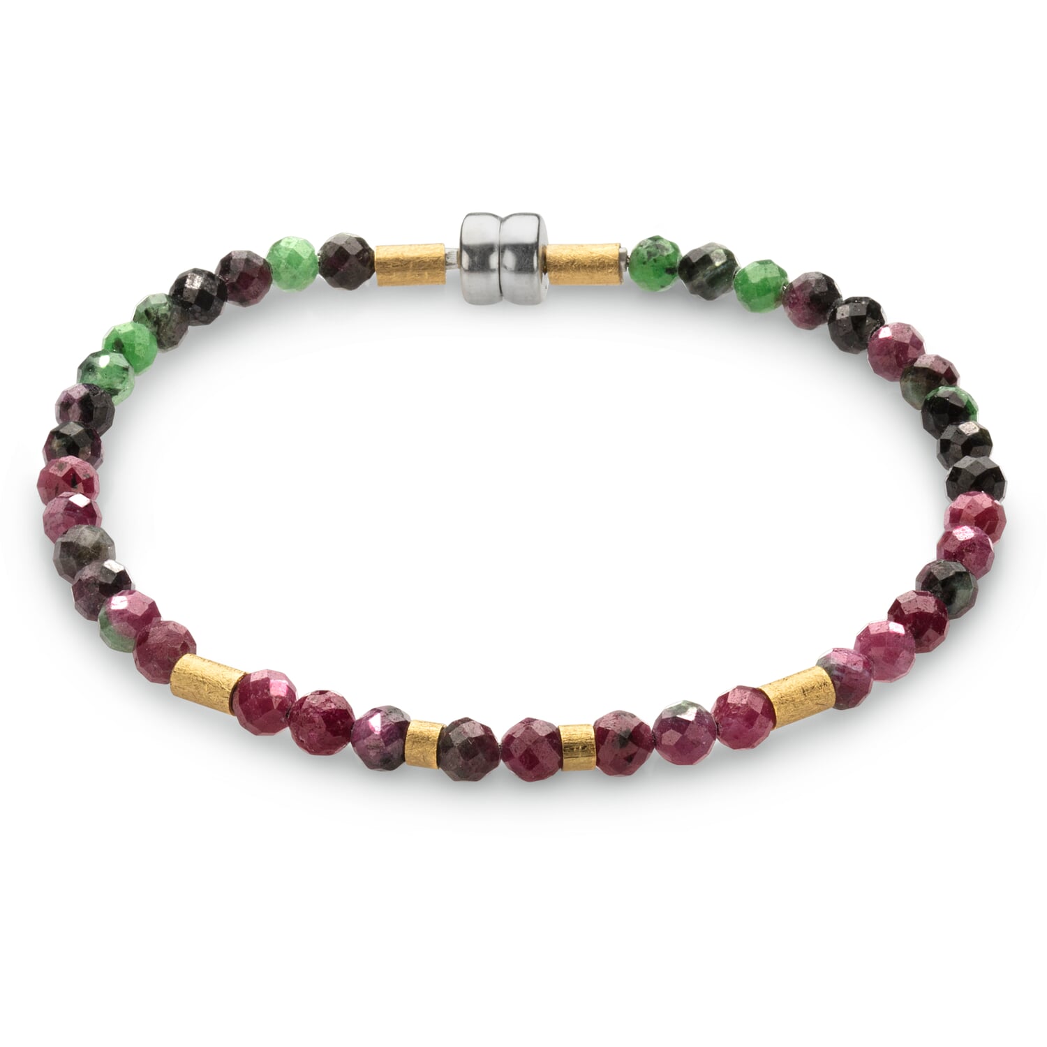 Ruby-zoisite bracelet, fuchsia-green
