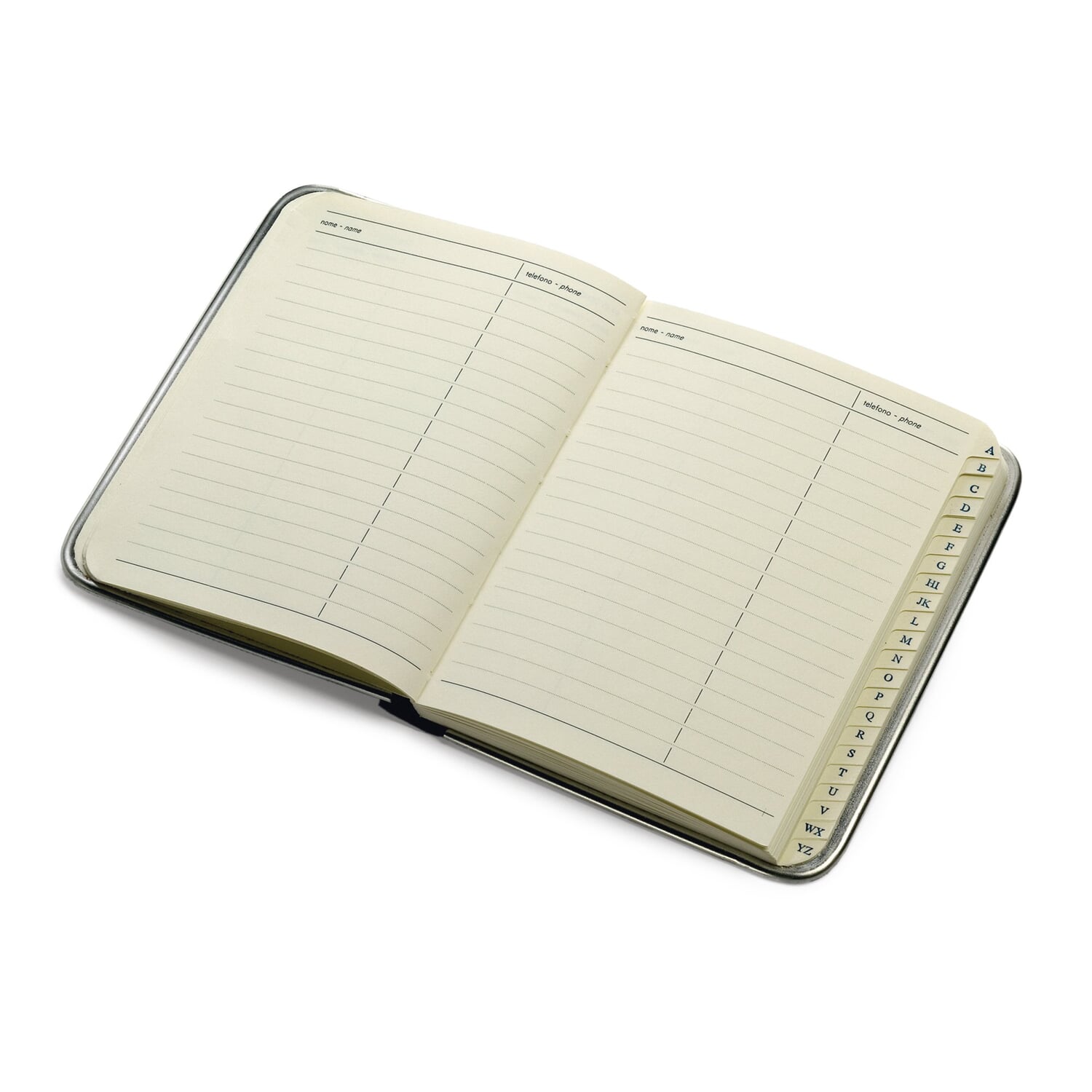 Address book metal edge