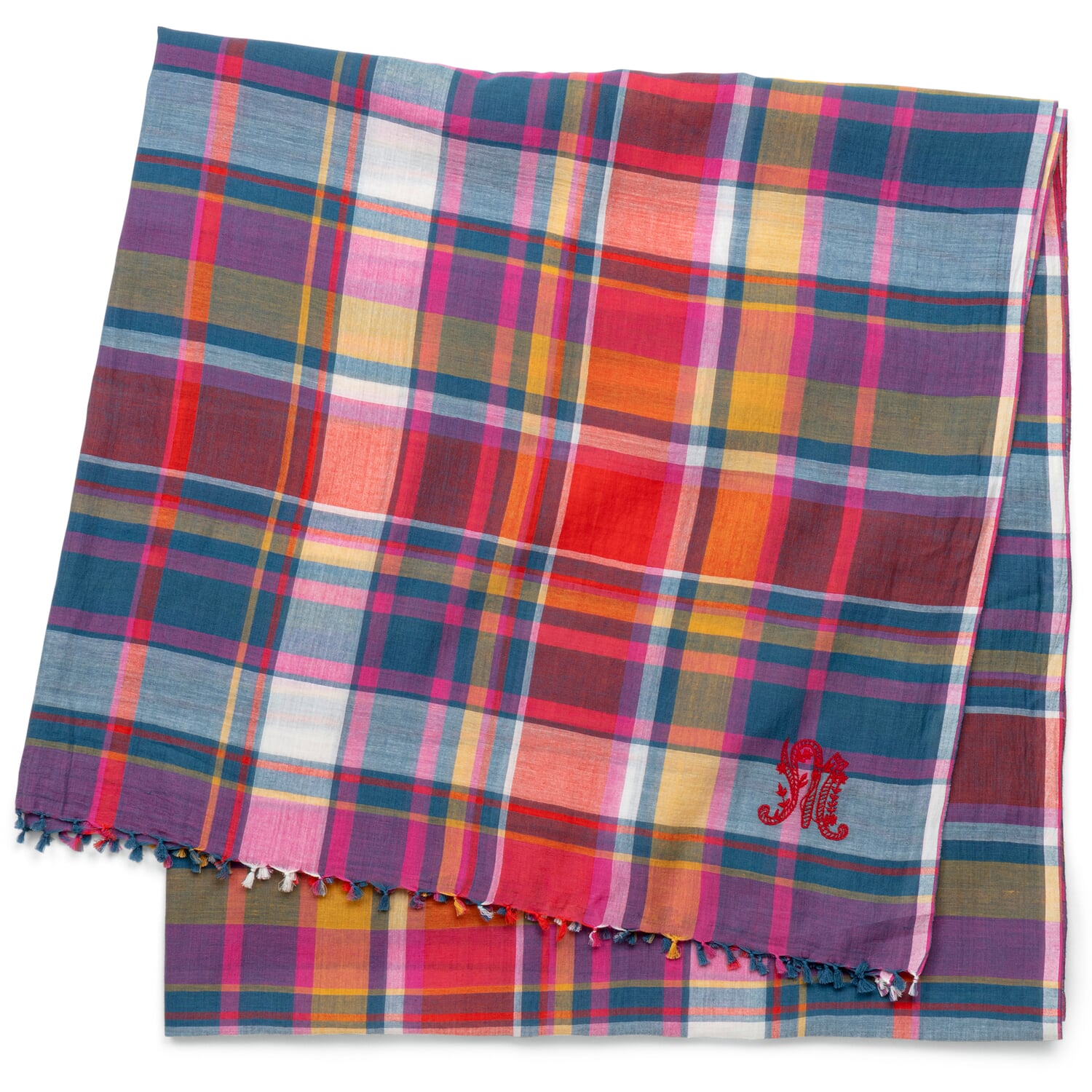 Plaid unisex scarf N&deg; 827, red-blue