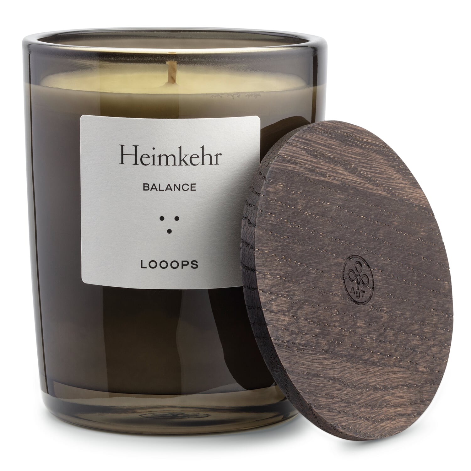 Looops scented candle with wooden lid