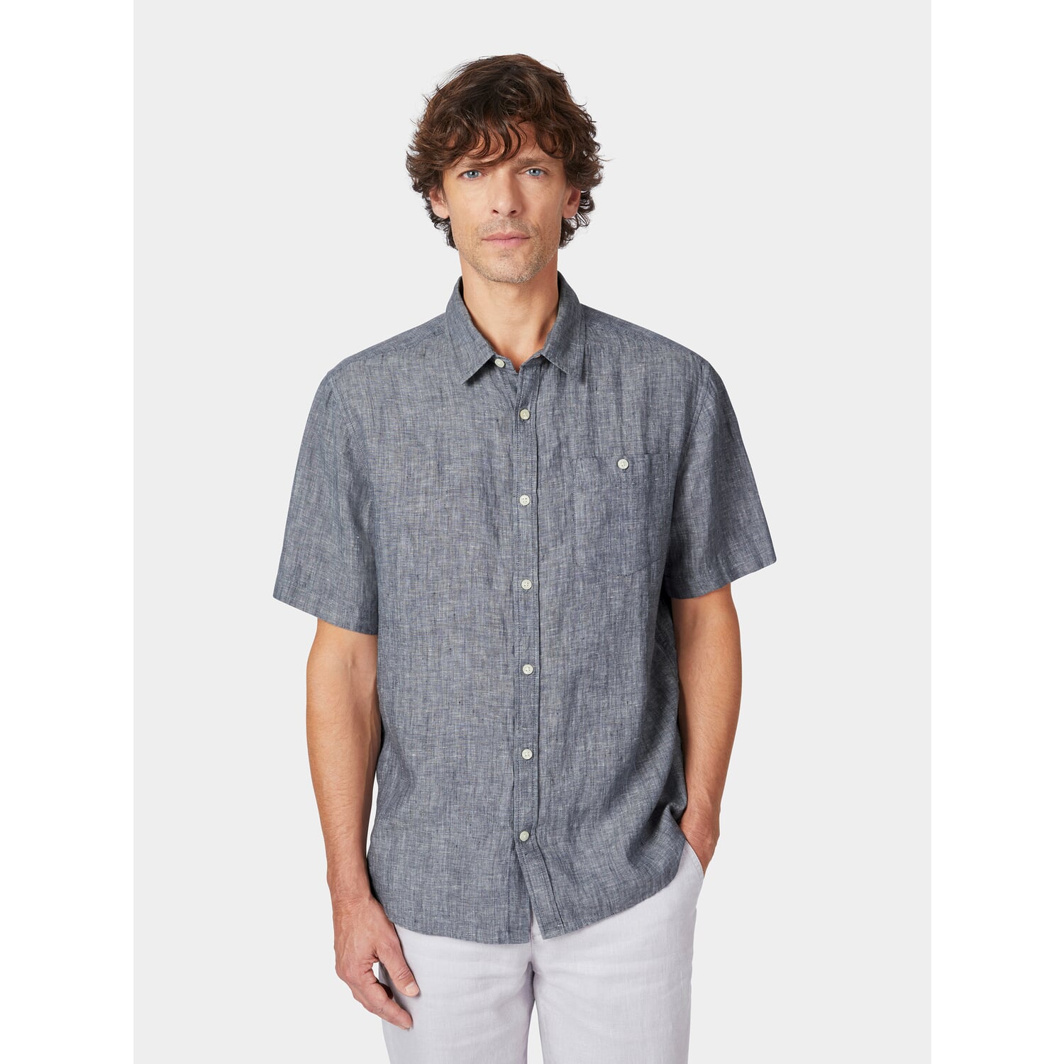 Men's half-sleeved linen shirt