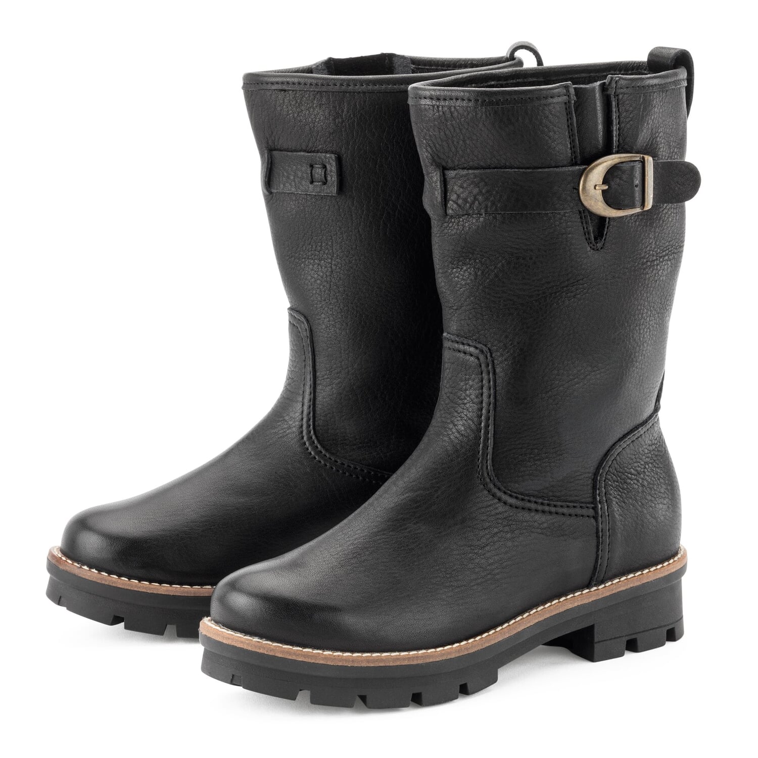 Ladies half boots cowhide lined