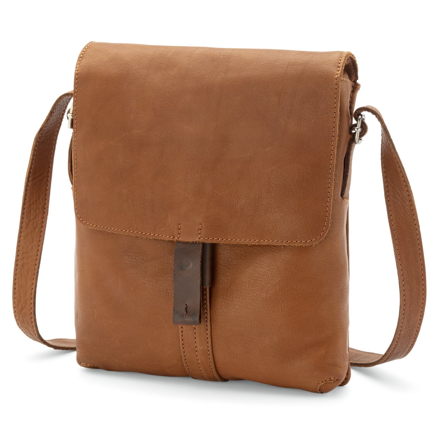 Men's leather cross-body bag, cognac