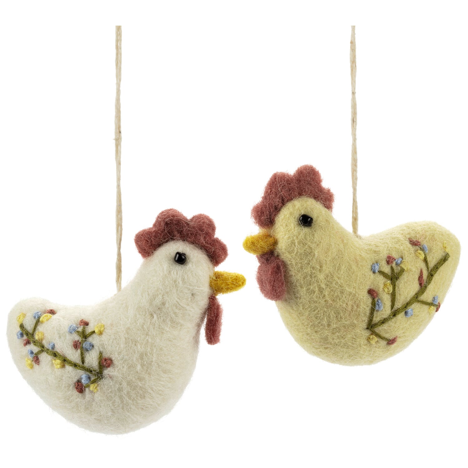 Embroidered felt rooster pendant