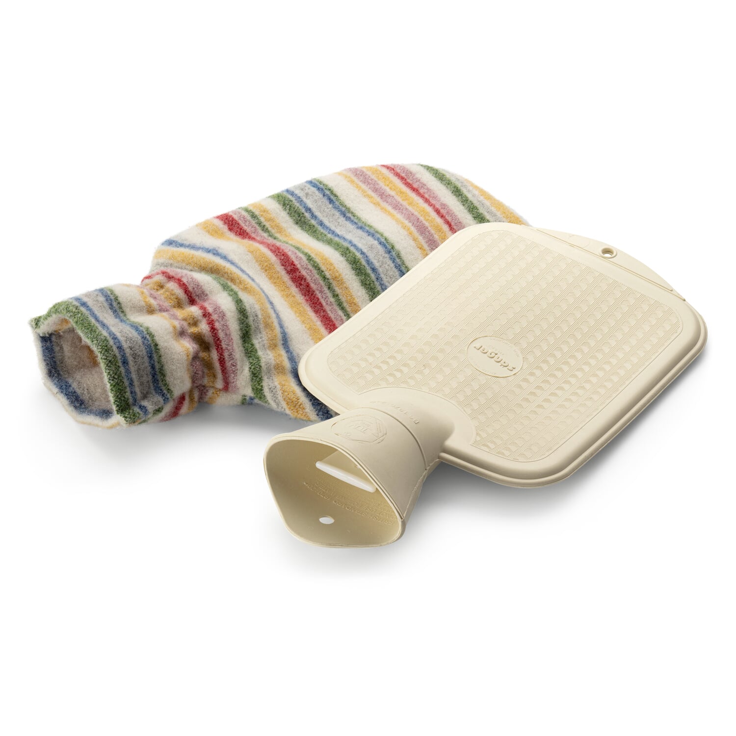 Hot water bottle with merino wool cover