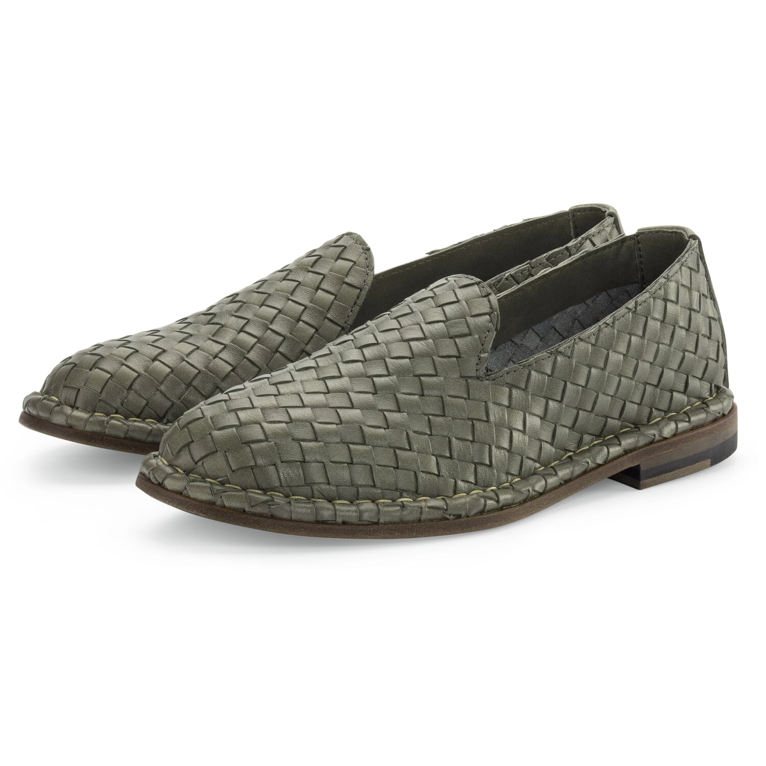 Ladies leather loafers braided