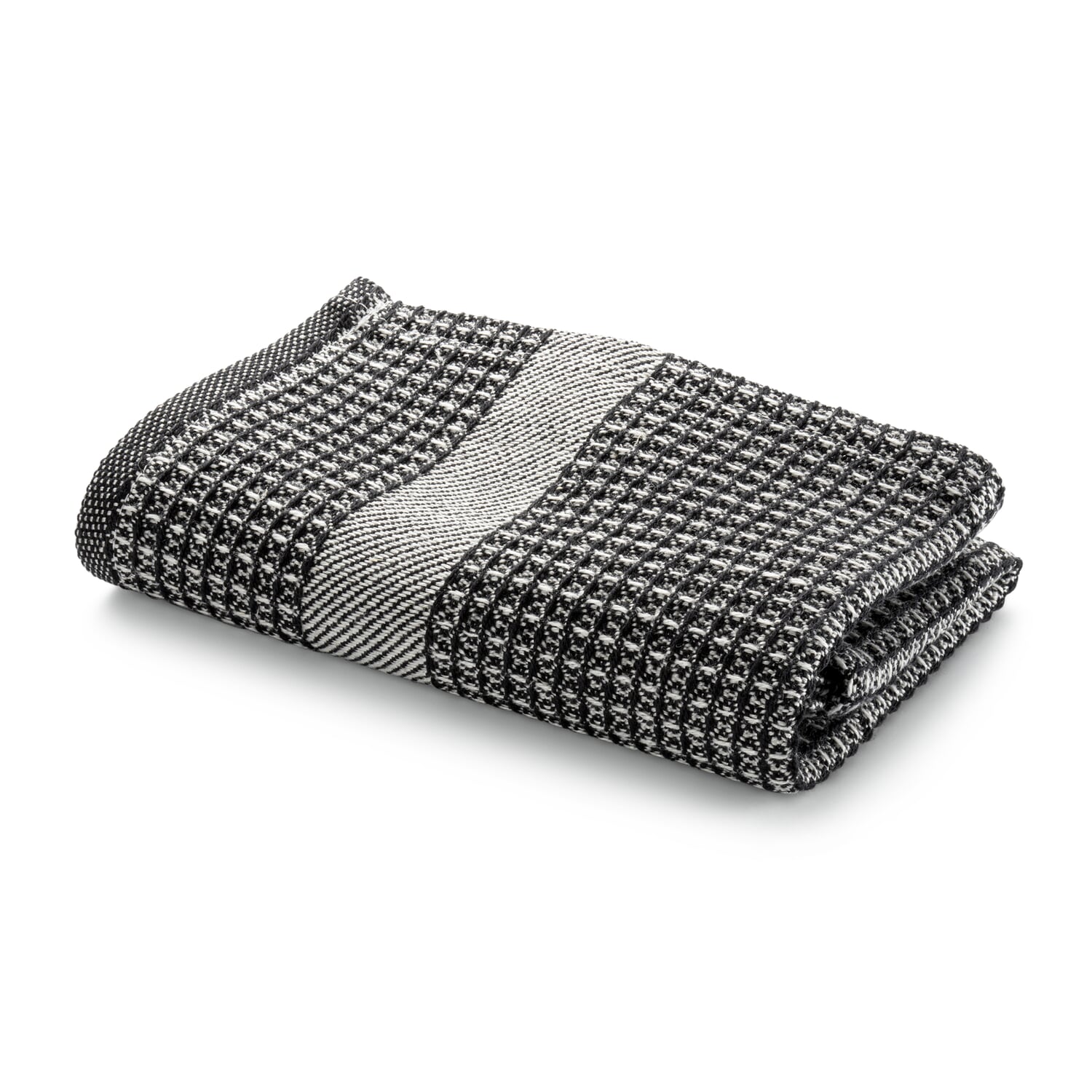 Towel waffle piqu&eacute; half linen black
