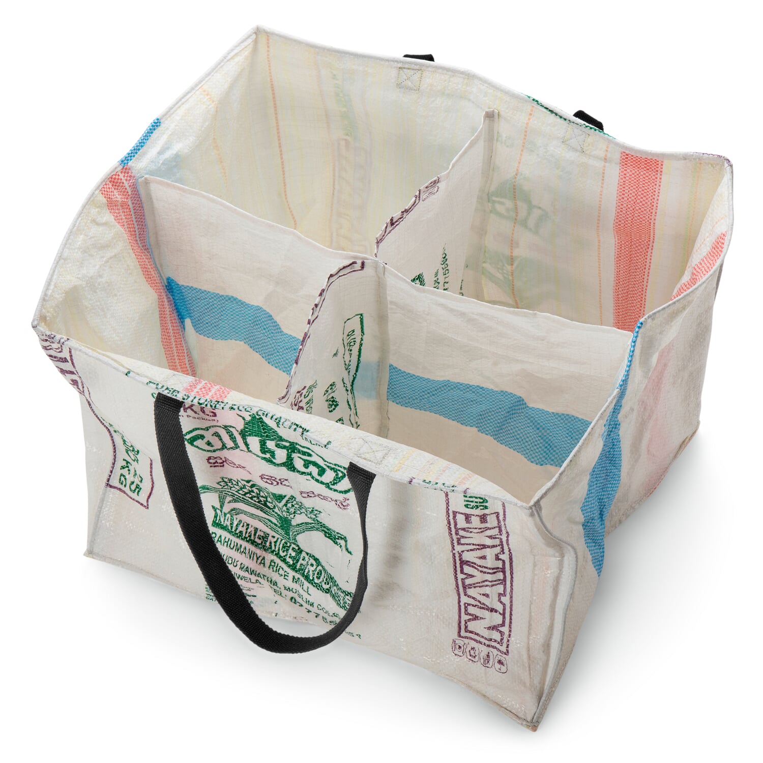 Recyclable material collection bag from rice bags