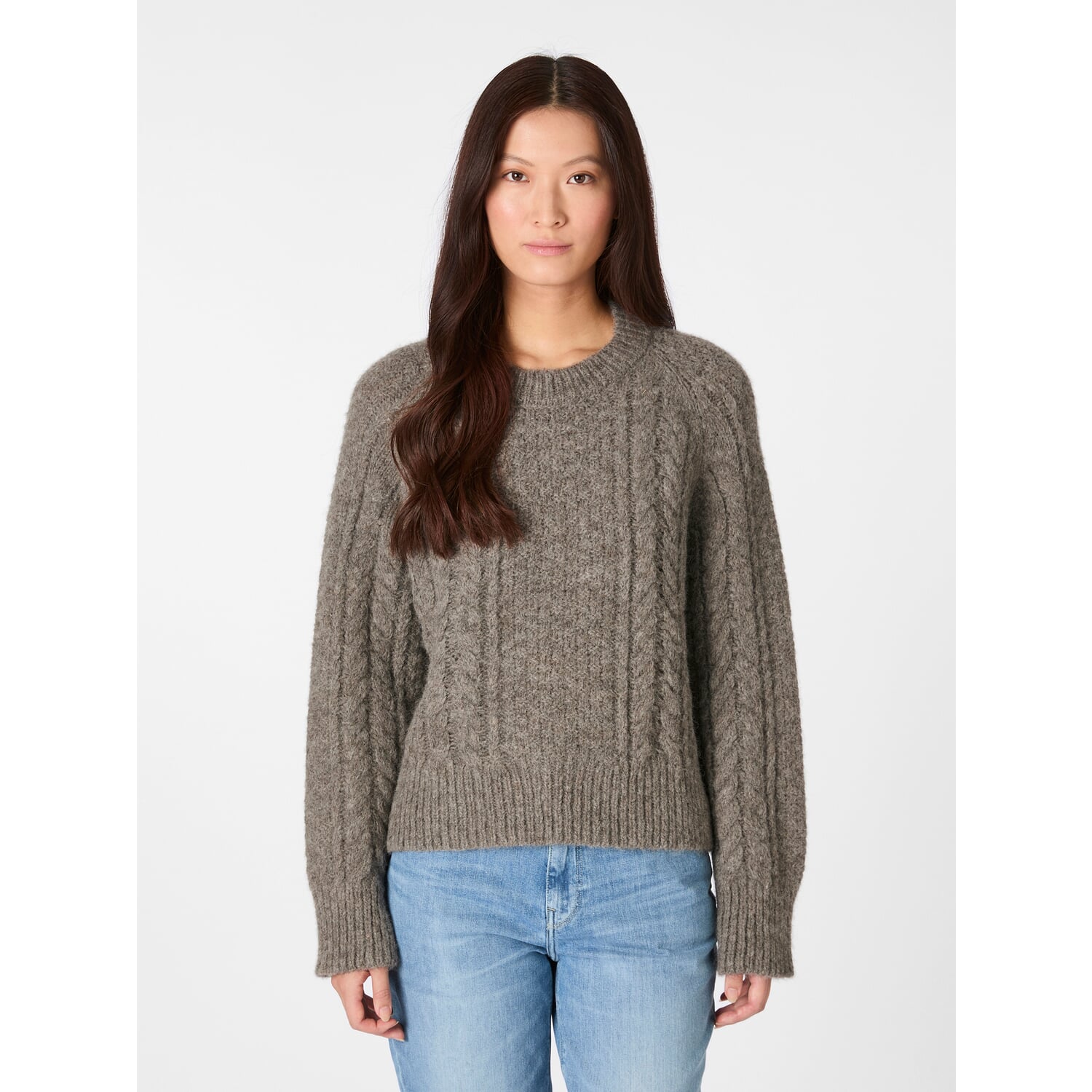 Ladies cable knit sweater alpaca