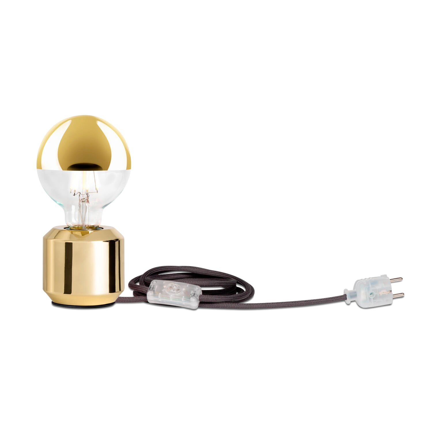 LED head mirror lamp Globe, brass