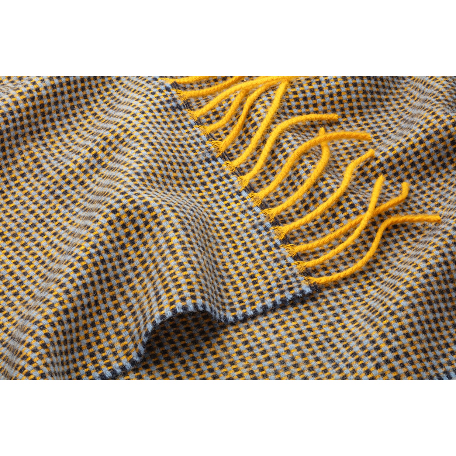 Men's scarf patterned, blue-mustard yellow