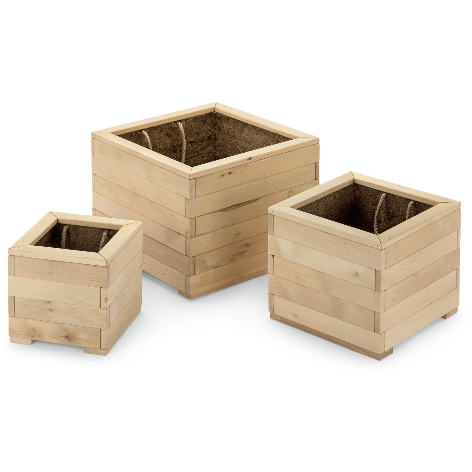 Pine wood planter set of three