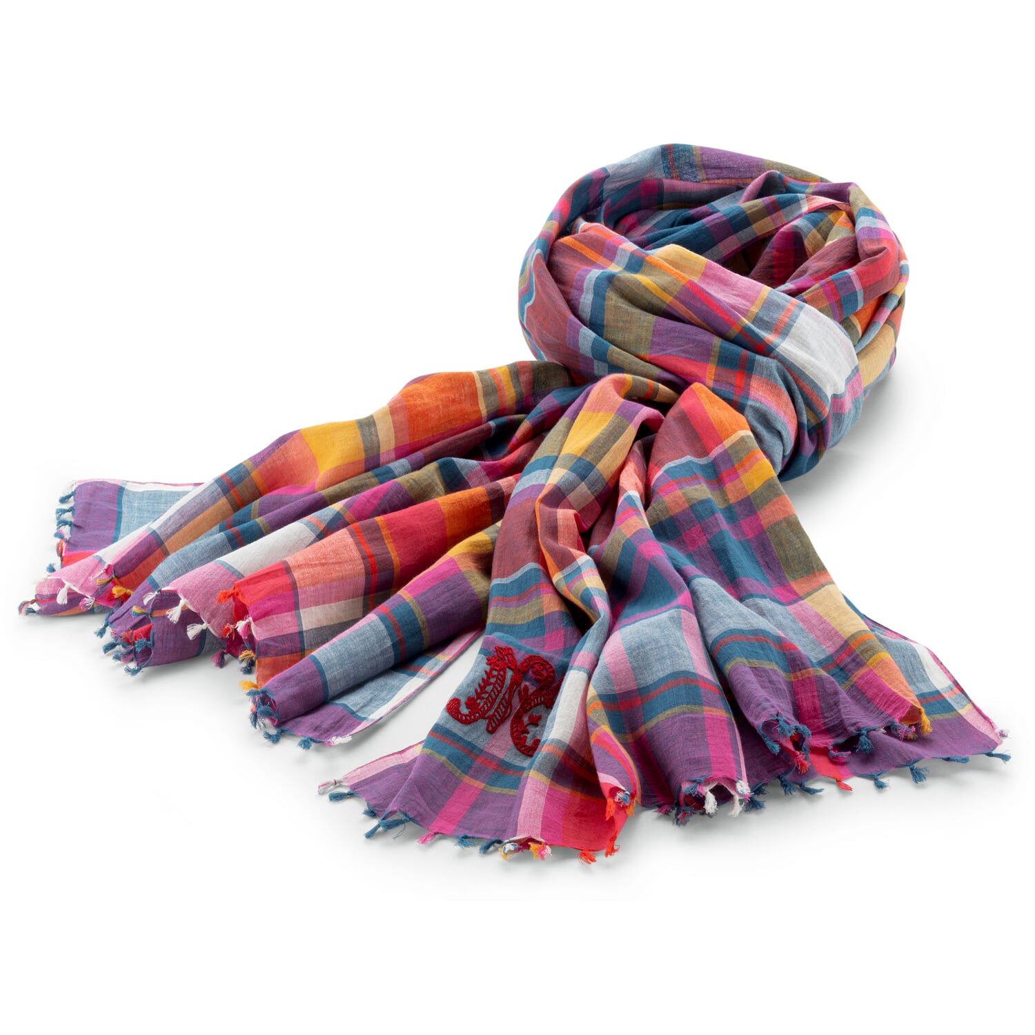 Plaid unisex scarf N&deg; 827, red-blue