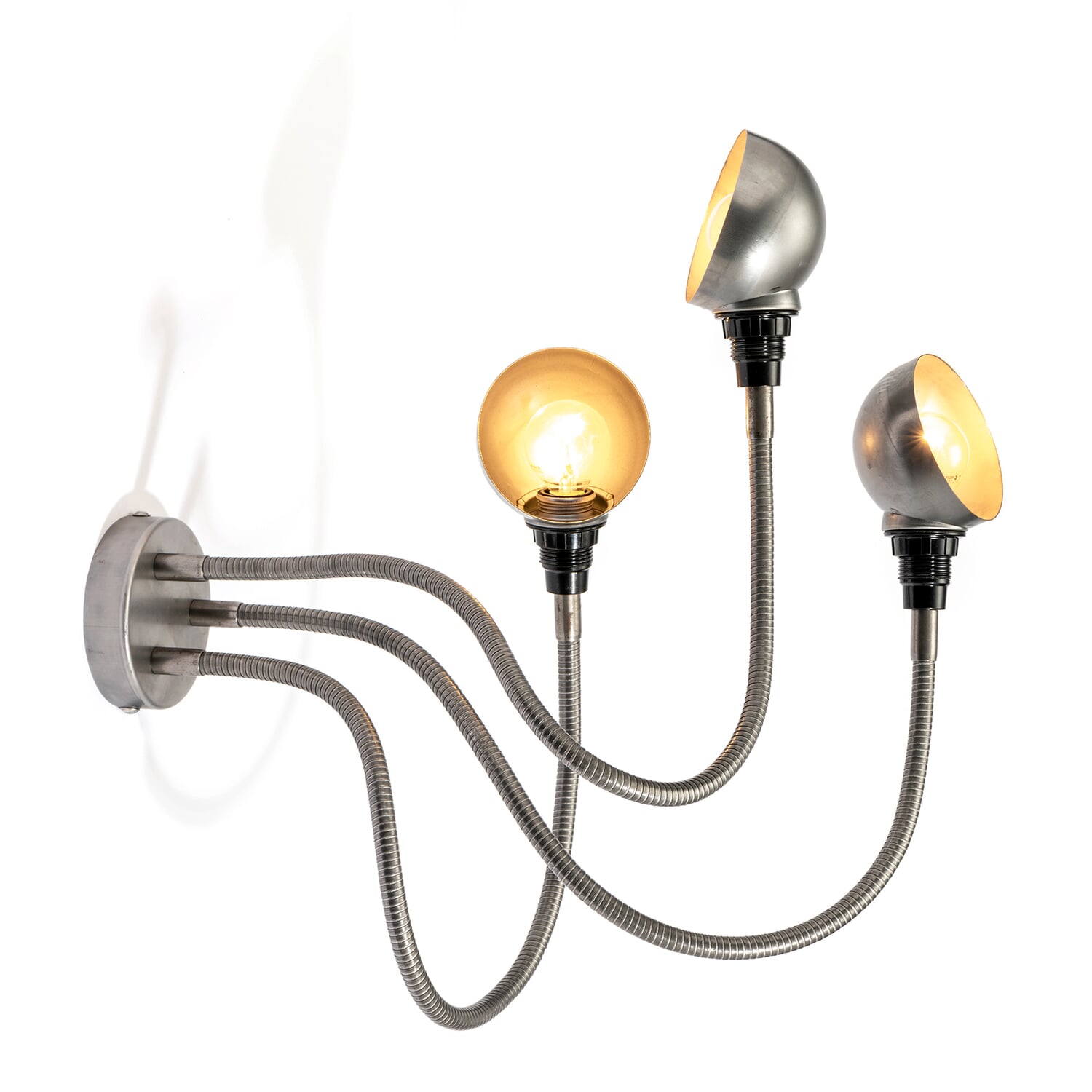 Wall and ceiling light three-arm flexible